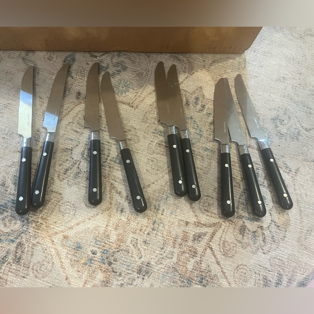 9 Cambridge JUBILEE BLACK Stainless Plastic Handle Rivets Knives